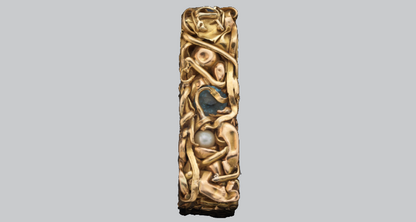 Colgante Rectangular: oro rosa y oro amarillo de 18 K con 2 aguamarinas y 2 perlas 